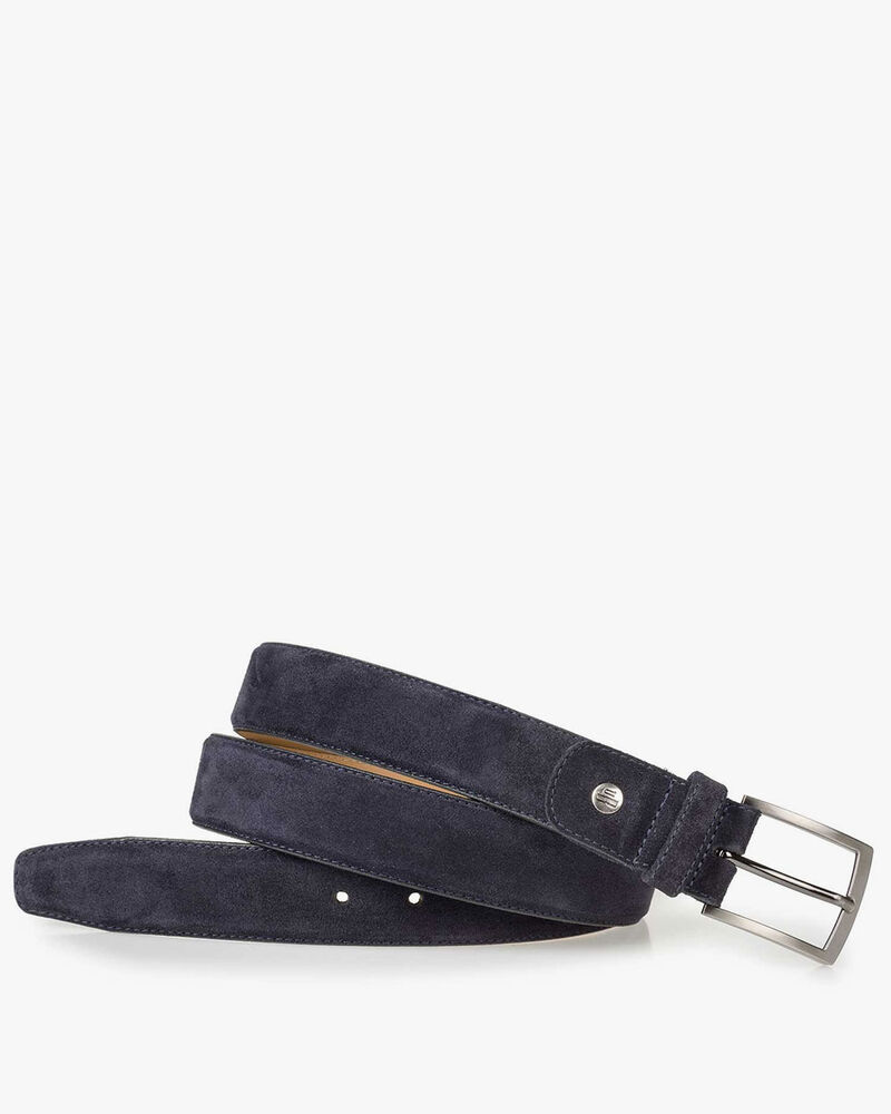 Donkerblauwe su&egrave;de riem