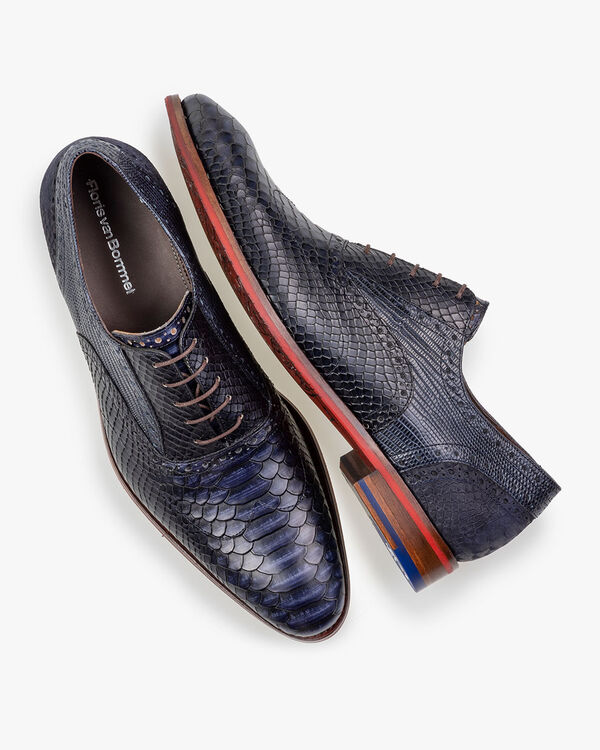 Lace shoe printed leather blue