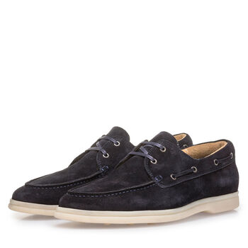 Donkerblauwe su&egrave;de bootschoen