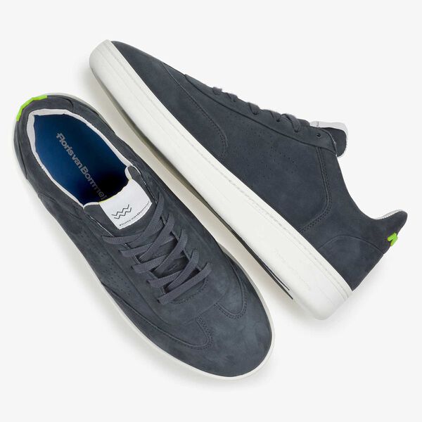 Blauwe nubuckleren sneaker