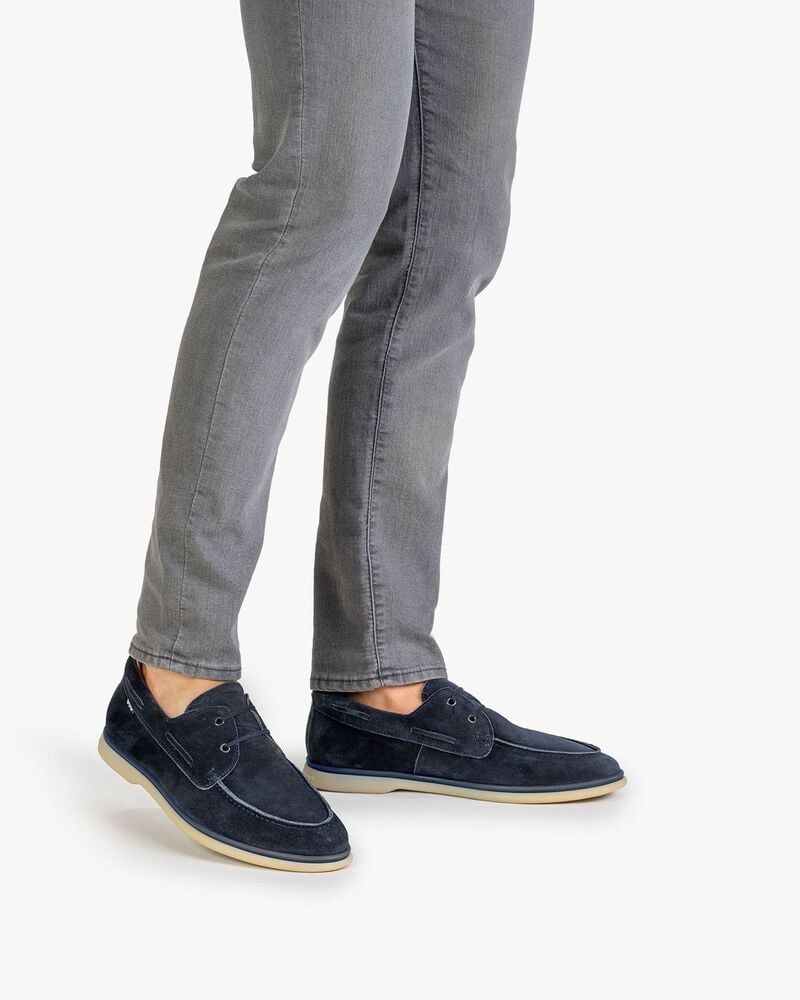 Boat shoe suede leather blue