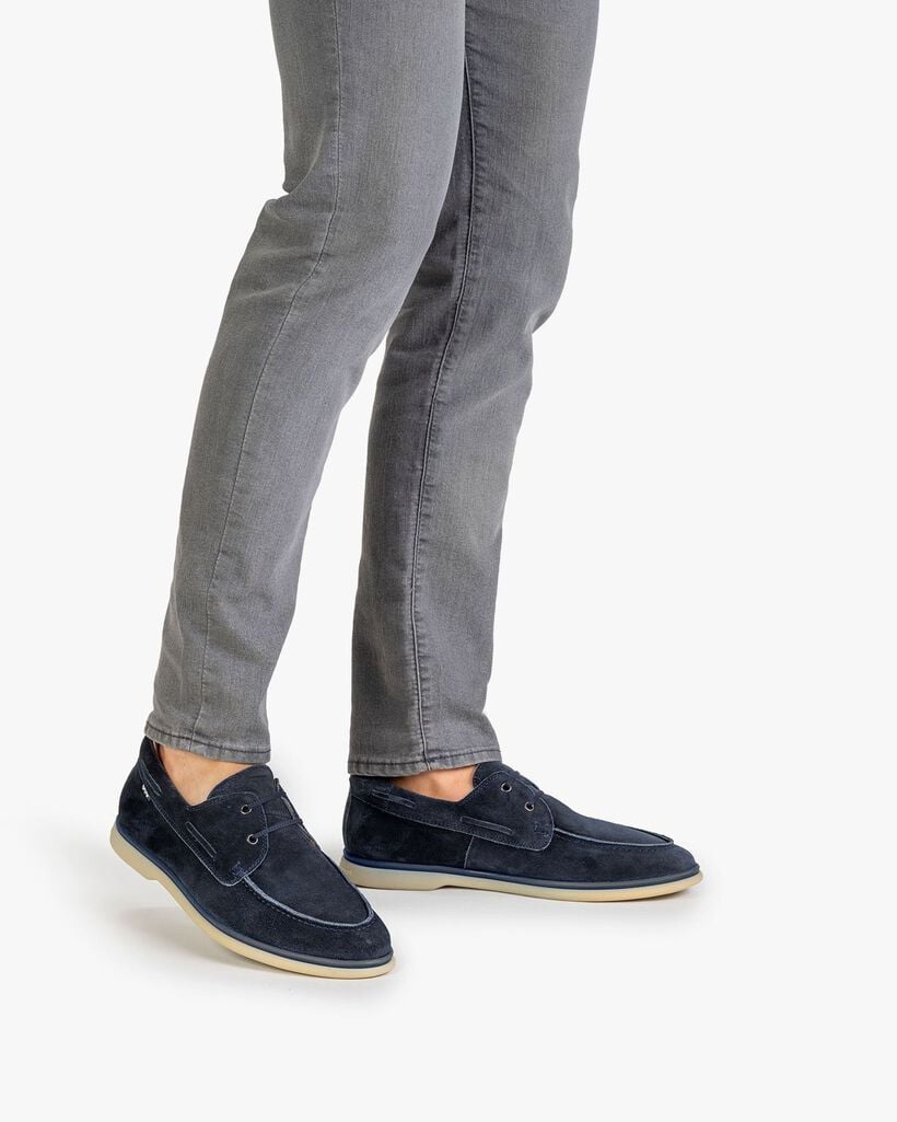 Boat shoe suede leather blue