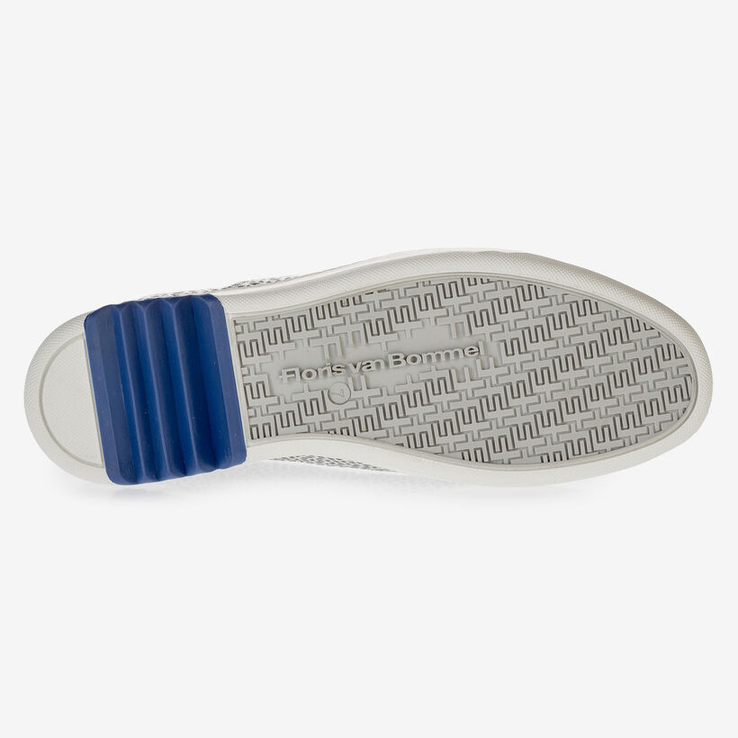Witte kalfsleren sneaker met zwarte print