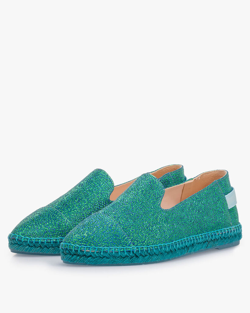 Blue espadrilles metallic print