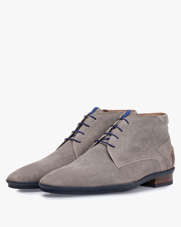 Boot printed suede leather grey