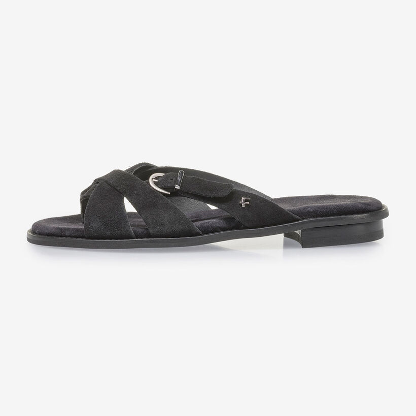 Zwarte su&egrave;de slipper