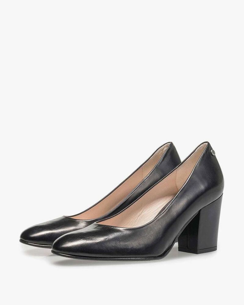 Zwarte kalfsleren pump