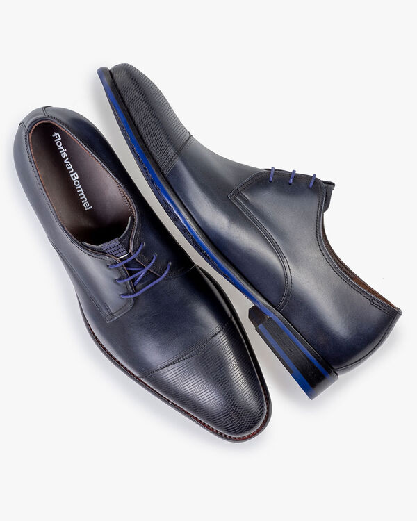 Veterschoen kalfsleer donkerblauw