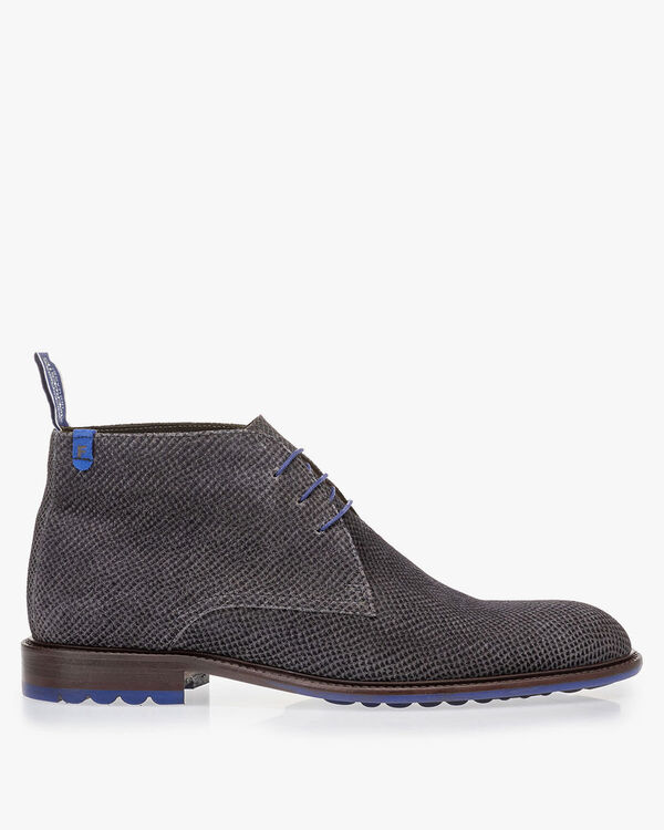 Lace boot grey with print