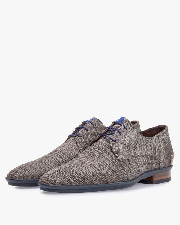 Veterschoen met print taupe