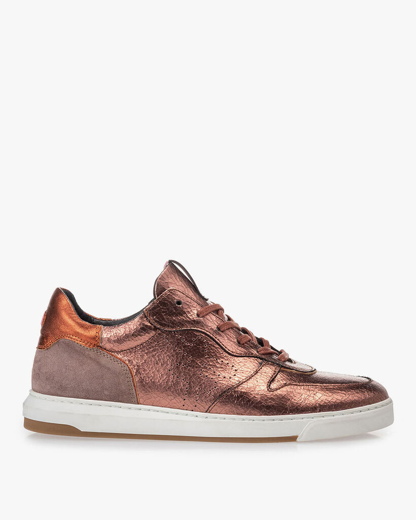 Sneaker craquel&eacute; leather pink
