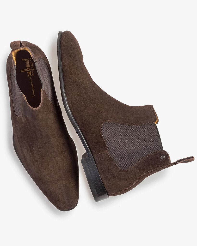 Donkerbruine su&egrave;de chelsea boot