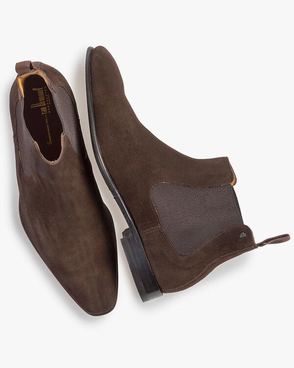 Donkerbruine su&egrave;de chelsea boot