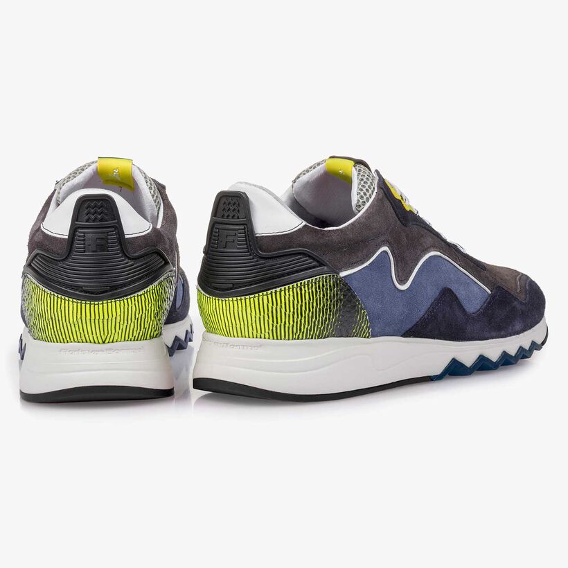 Su&egrave;de sneaker geel/blauw