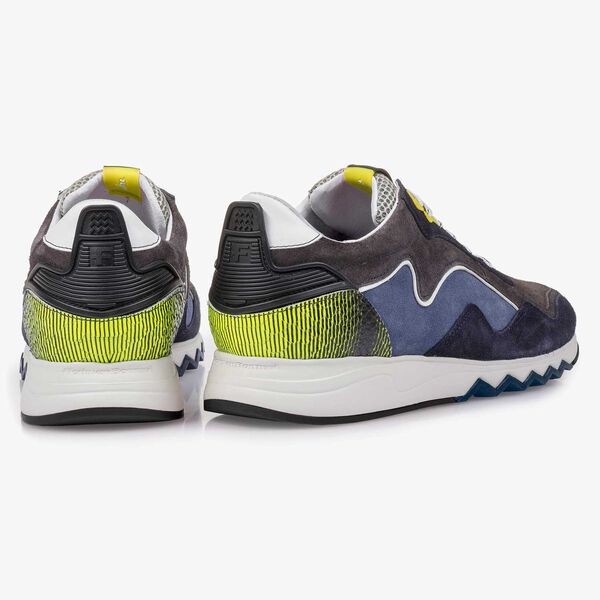 Su&egrave;de sneaker geel/blauw