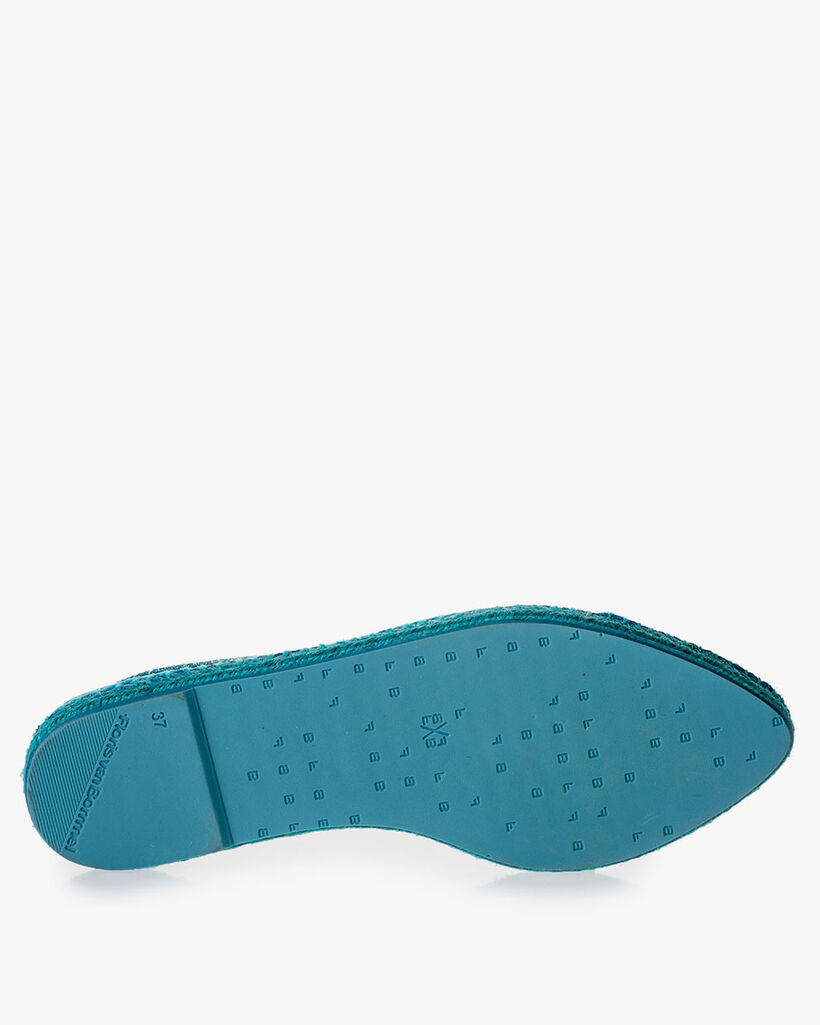 Blue espadrilles metallic print