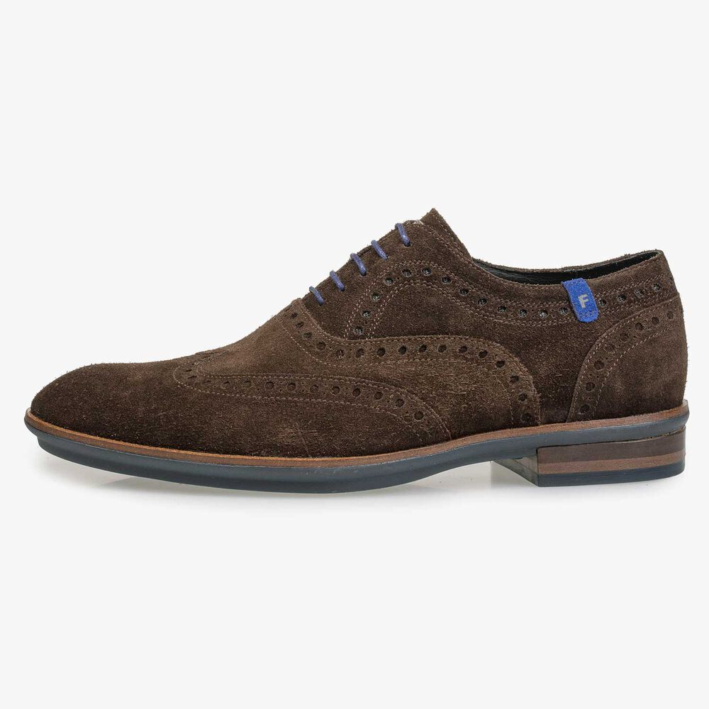 Bruine brogue veterschoen van su&egrave;de