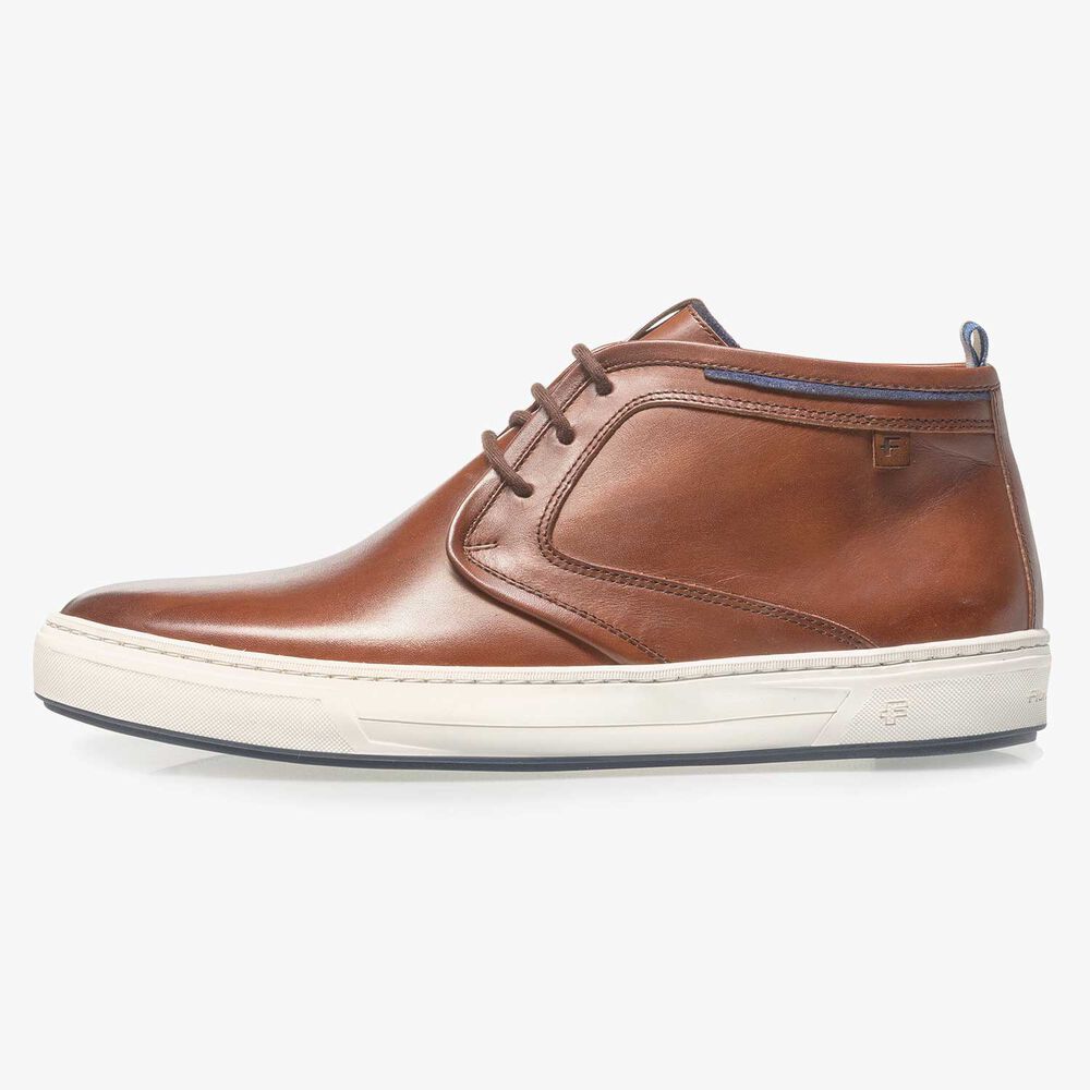 Kalfsleren veterboot donker cognac