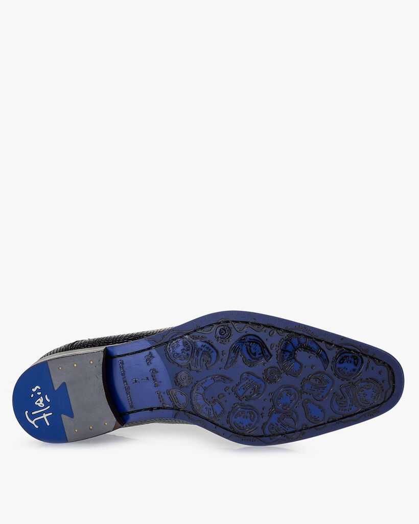 Veterschoen metallic donkerblauw
