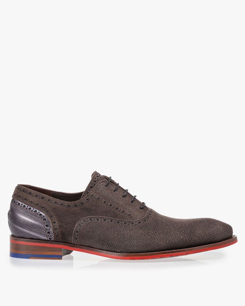 Lace shoe dark brown with print