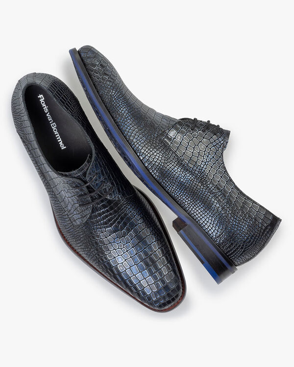Veterschoen metallic donkerblauw