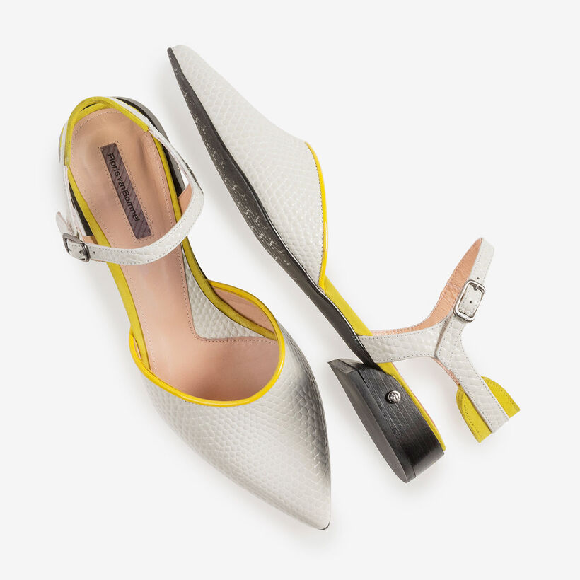 Leren sandaal off-white met print
