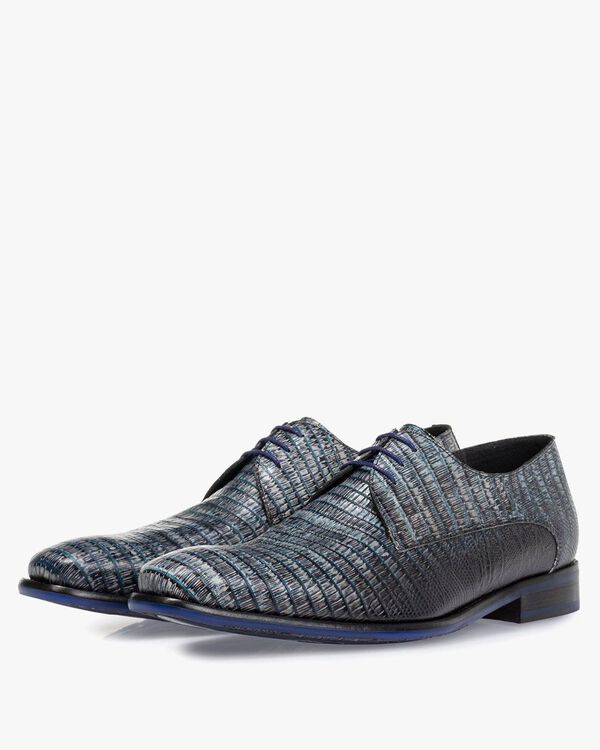 Veterschoen met print grijs