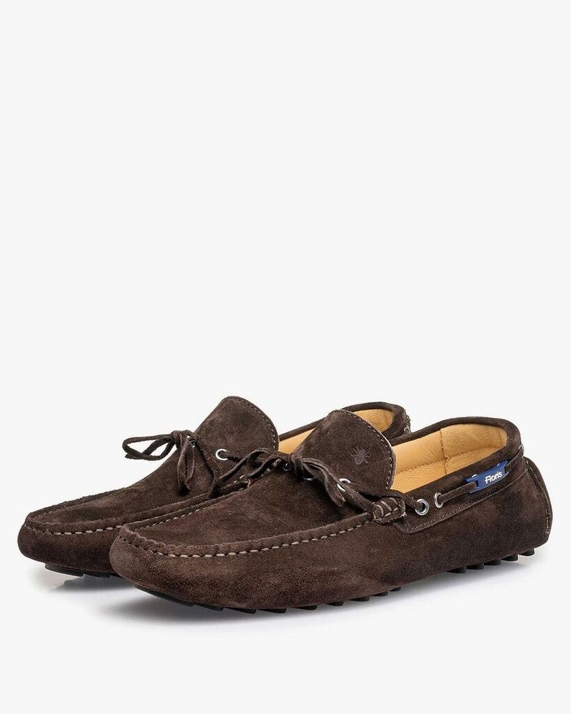 Donkerbruine kalfssu&egrave;de mocassin