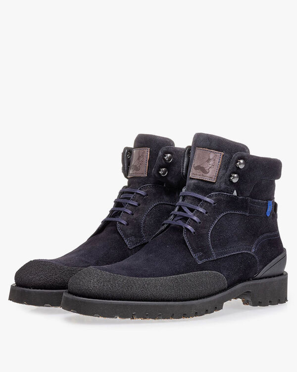 Veterboot blauw su&egrave;de