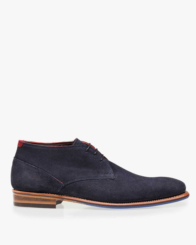 Lace boot suede leather blue