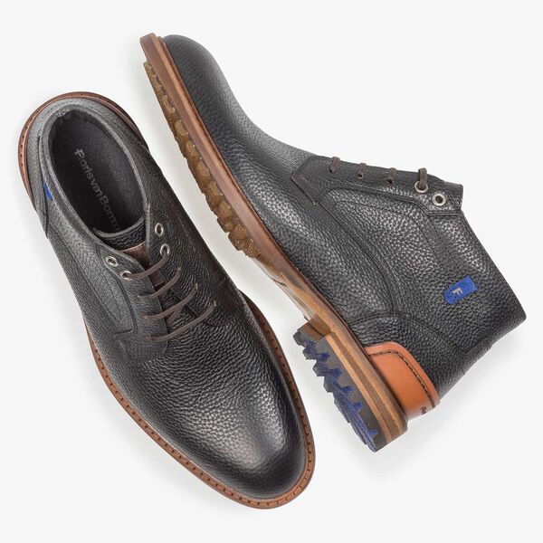 Zwarte leren veterboot met print