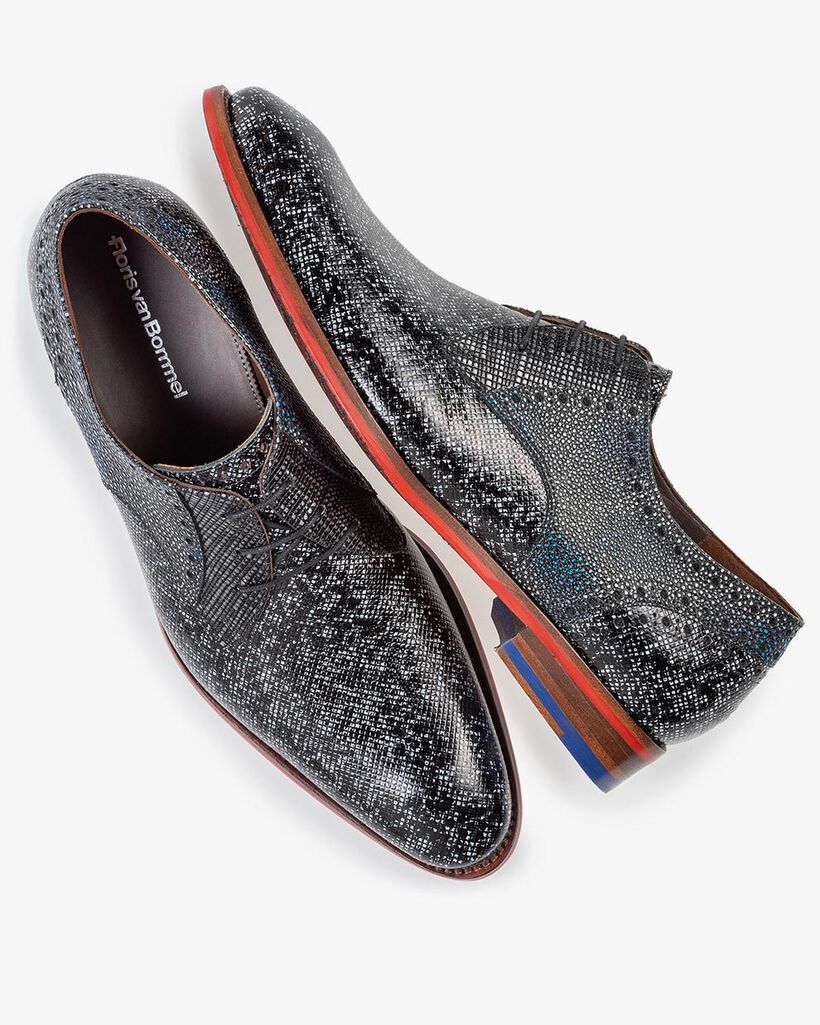 Veterschoen zwart/grijs metallic