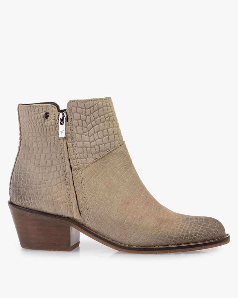 Enkellaars su&egrave;de beige