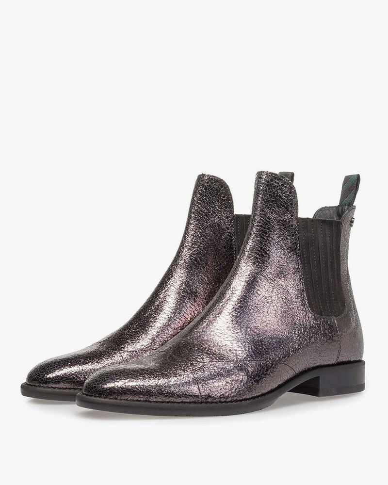 Zilveren chelsea boot metallicprint