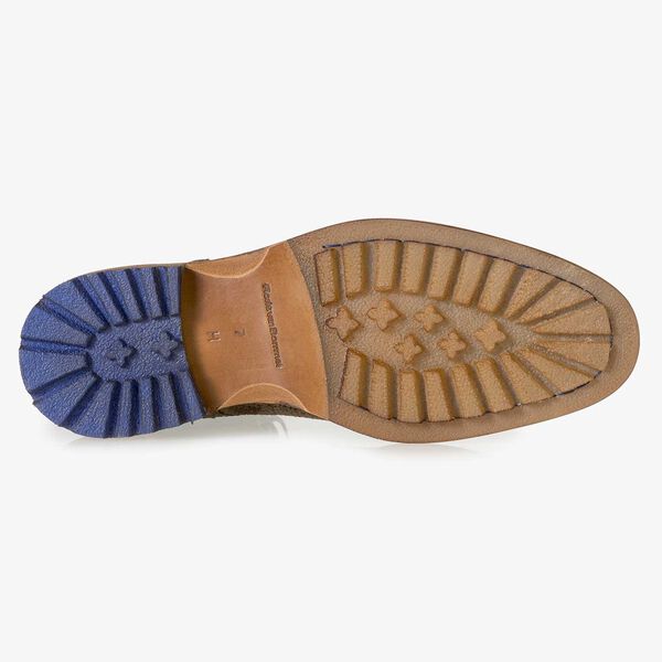 Olijfgroene su&egrave;de veterboot met print