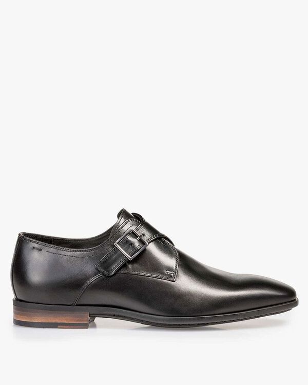 Black calf leather monk