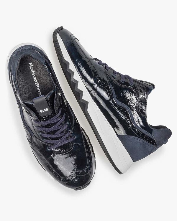 Blauwe lakleren sneaker