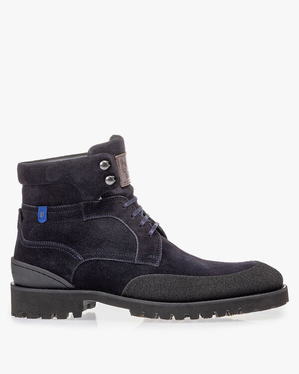 Veterboot blauw su&egrave;de