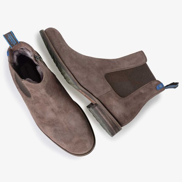 Wol gevoerde bruine su&egrave;de chelsea boot