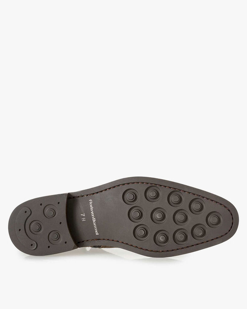Taupe-coloured suede monk strap