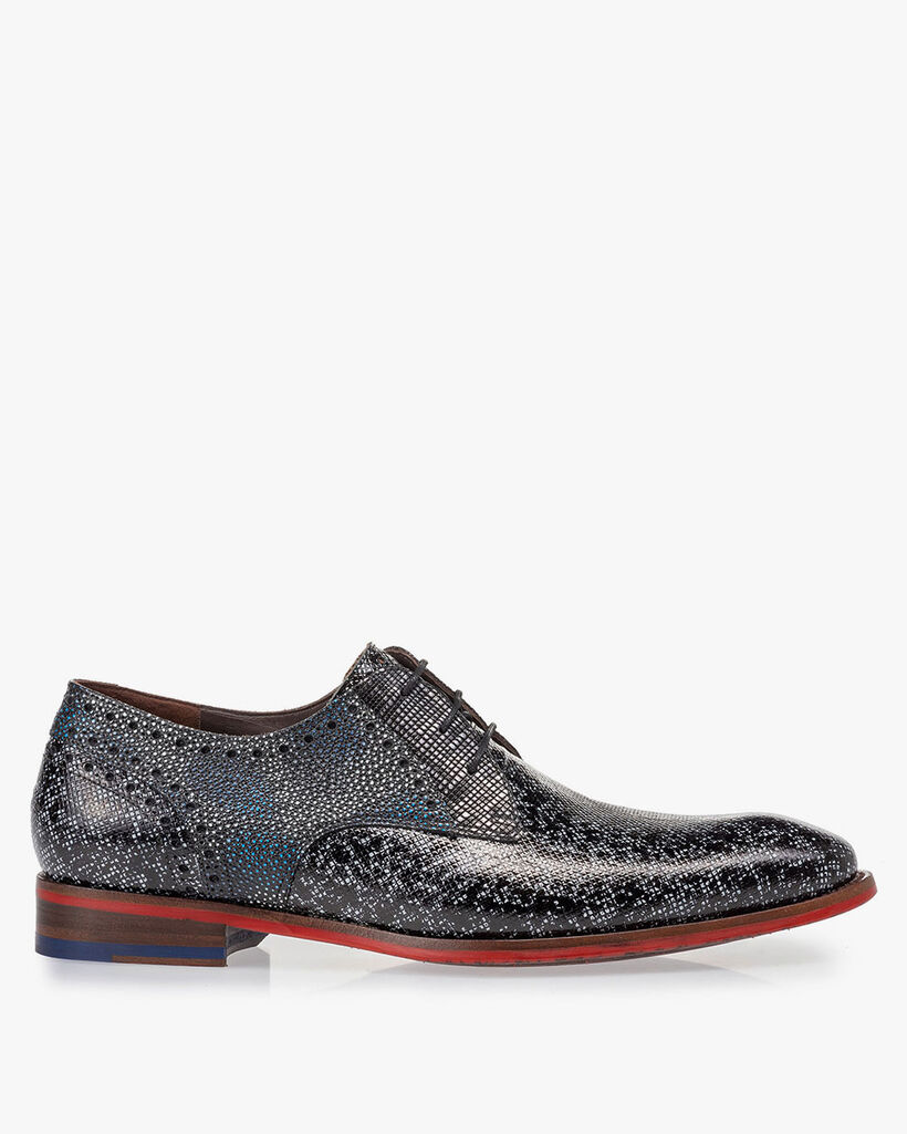 Veterschoen zwart/grijs metallic