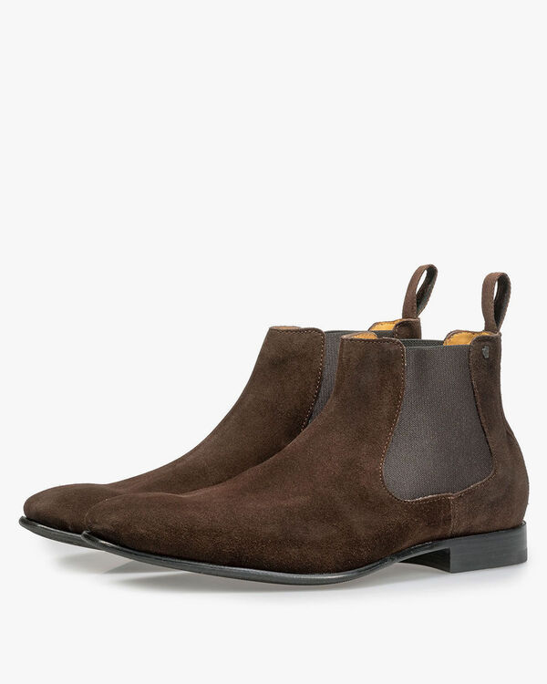 Donkerbruine su&egrave;de chelsea boot
