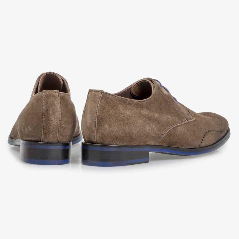 Su&egrave;de veterschoen donker taupe 