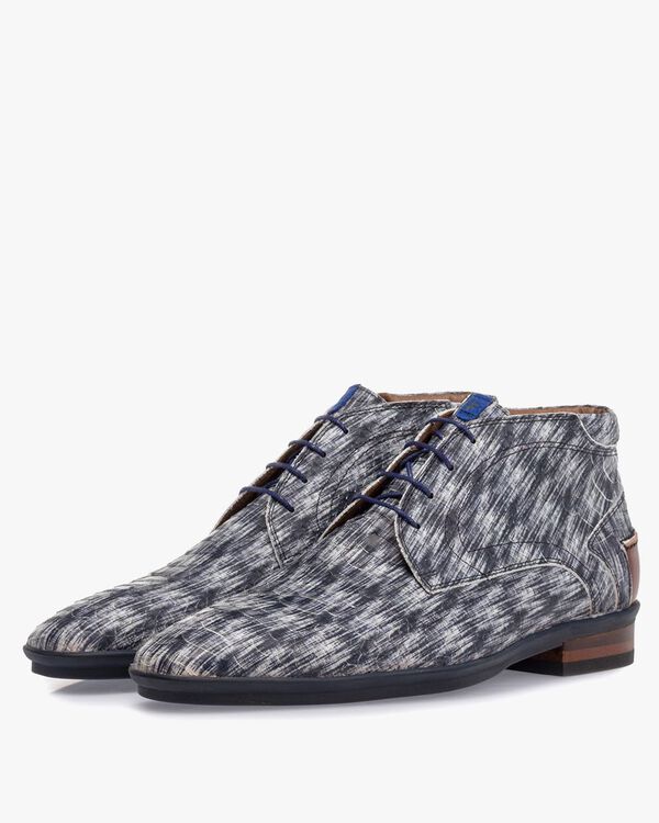 Boot nubuck zwart/wit