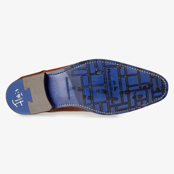 Cognac veterschoen met laserprint