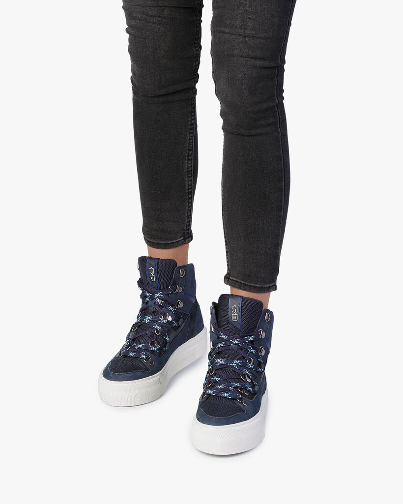 Halfhoge sneaker nubuckleer blauw