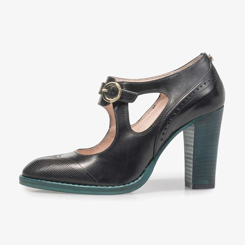 Zwarte kalfsleren pump