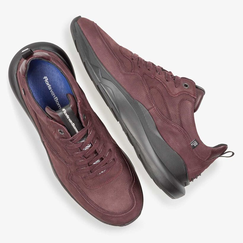 Red nubuck leather with fine texture