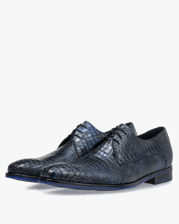 Veterschoen metallic donkerblauw