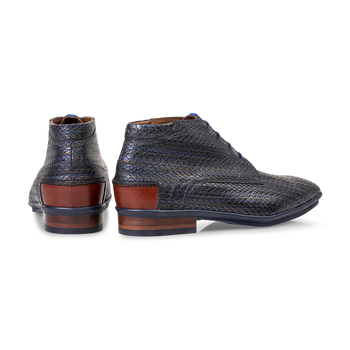 Veterboot metallic blauw